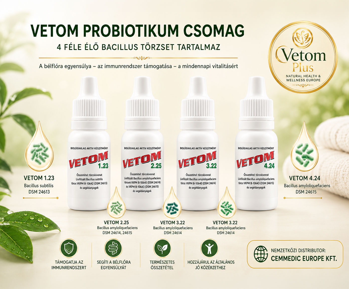 Probiotikum Vetom <span style="color: red">1.23, 2.25, 3.22, 4.24</span> csepp <span style="color: red">10 ml</span> (étrend-kiegészítő)